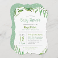 Boho Leaves Baby Shower Invitation