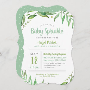 Boho Leaves Baby Sprinkle Invitation