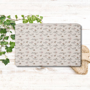 Boho Leaves Botanical Beige Cream Pink Black Bath Mat