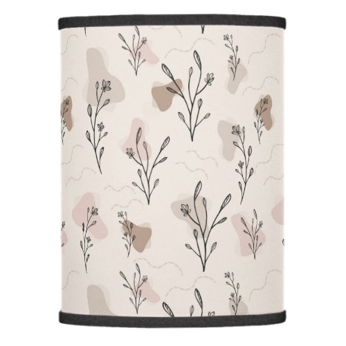 Boho Leaves Botanical Beige Cream Pink Black Lamp Shade