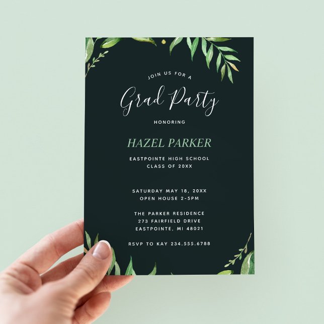 Boho Leaves Graduation Party Invitation (Creator Uploaded)