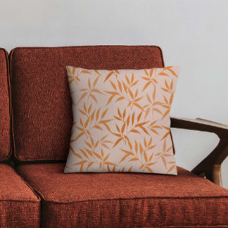 Boho leaves in orange and yellow throw pillow