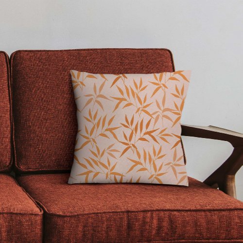 Boho leaves in orange and yellow  throw pillow