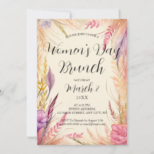 Boho Leaves International Women's Day Brunch Invitation