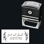 Boho Leaves Modern Script Return Address Stamp<br><div class="desc">Rubber Stamp Size: 2.9" x 1.4"</div>