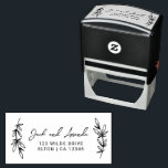 Boho Leaves Modern Script Return Address Stamp<br><div class="desc">Rubber Stamp Size: 2.9" x 1.4"</div>