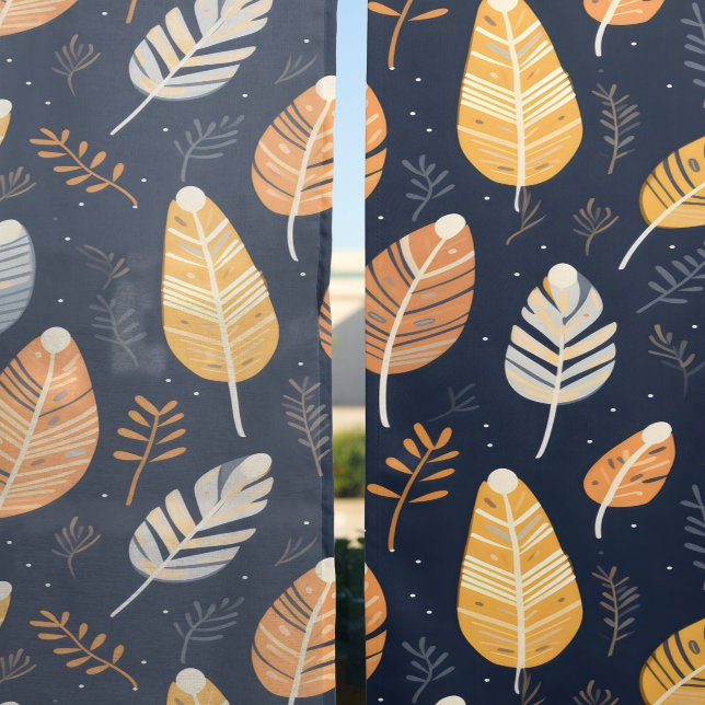 Boho Leaves mustard Sheer Curtains (Sheer vs. Blackout)