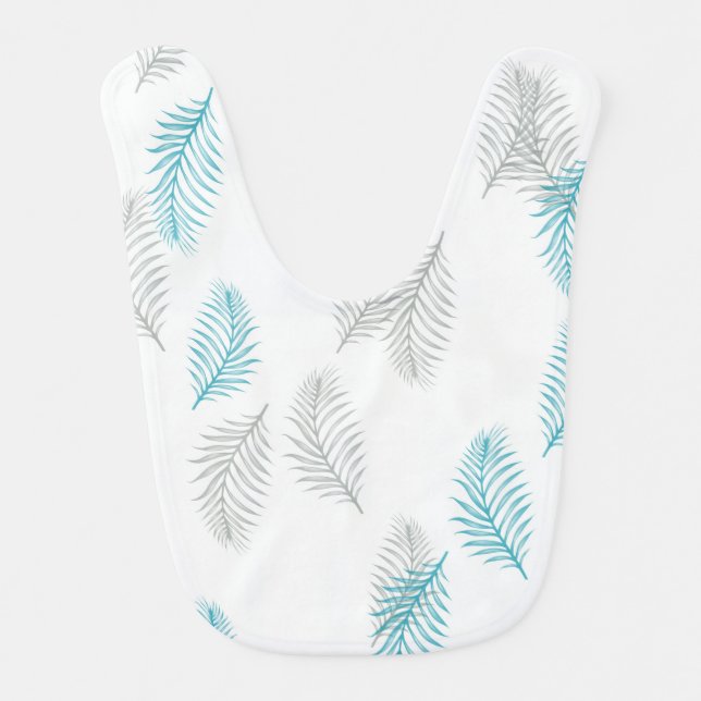 Boho Leaves Patterned Baby Bib (Front)
