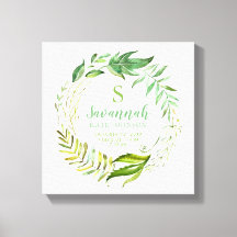 Boho Leaves Personalized Baby Birth Stats