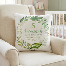 Boho Leaves Personalized Baby Birth Stats