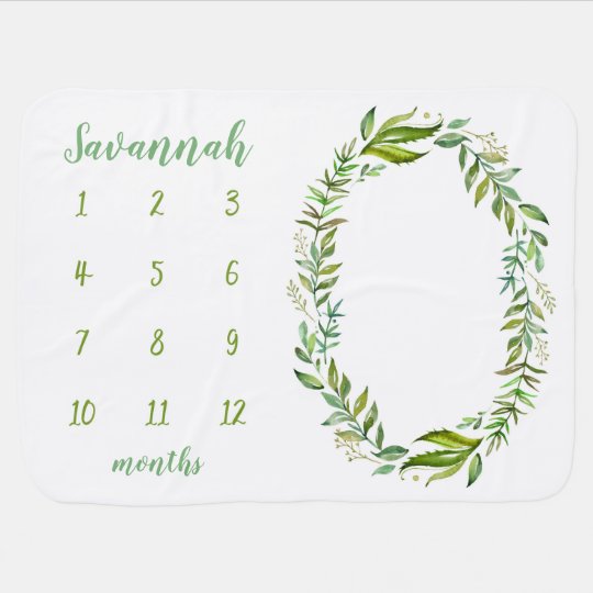 Boho Leaves Personalized Baby Milestone Photo Swaddle Blanket