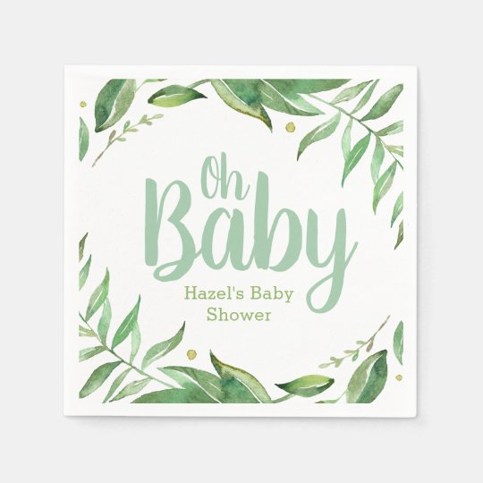 Boho Leaves Personalized Baby Shower Paper Napkin