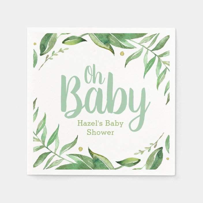 Boho Leaves Personalized Baby Shower Paper Napkins Zazzle Com