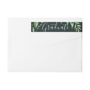 Boho Leaves Personalized Graduation Return Address Wrap Around Label