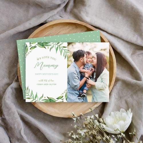 Boho Leaves Personalized Mothers Day Photo Card