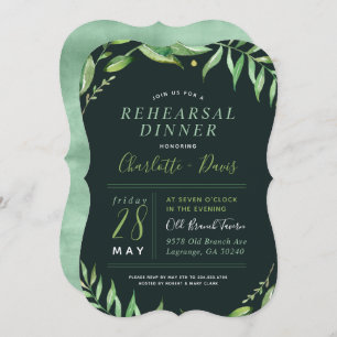 Boho Leaves Rehearsal Dinner Invitation