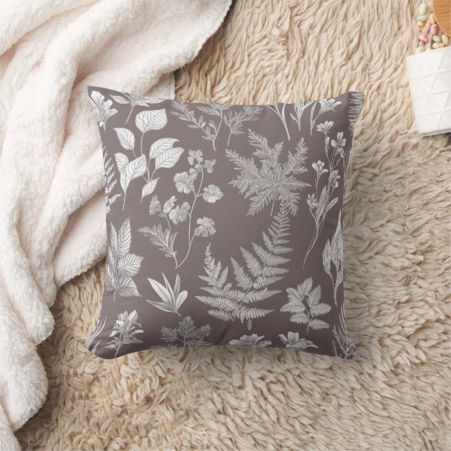 Boho Leaves Throw Pillow (Blanket)