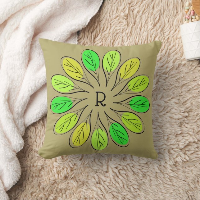 Boho Leaves Throw Pillow (Blanket)