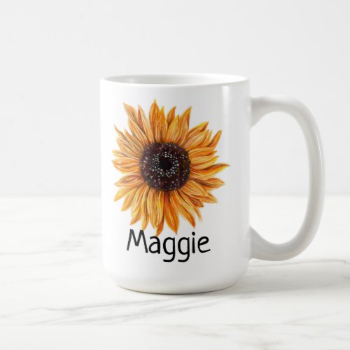 Boho LEFT Handed Design Sunflower Mug