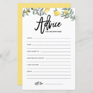 Boho Lemon Advice for the Newlyweds Wedding Advice
