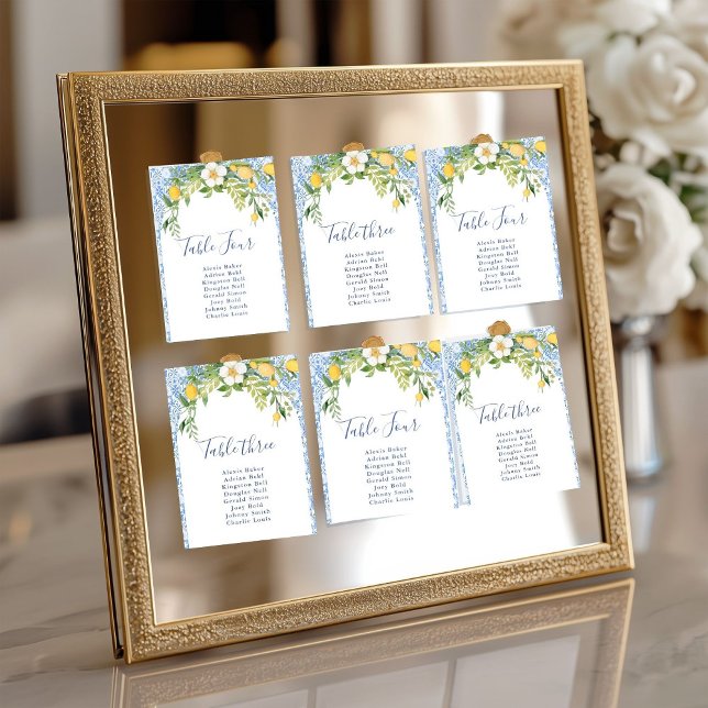 Boho Lemon Blue Mediterranean tile Italian Wedding Invitation (Creator Uploaded)
