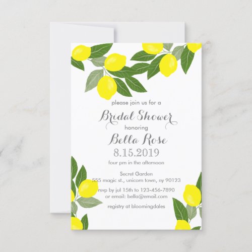 Boho Lemon Bridal Shower Invitations