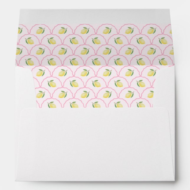 Boho Lemon Pink Scallop Bridal Shower Envelope (Back (Bottom))