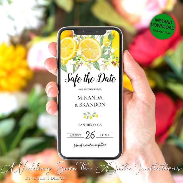 Boho Lemon Save the Date Announcement Evite (Creator Uploaded)