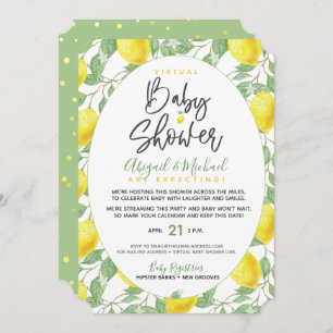 Boho Lemons Gender-Neutral Virtual Baby Shower Invitation