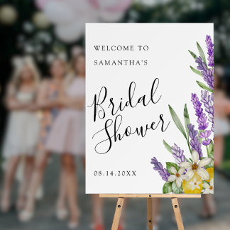 Boho Lemons & Lavender Bridal Shower Welcome Foam Board