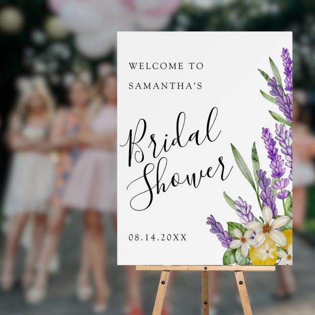 Boho Lemons & Lavender Bridal Shower Welcome Foam Board (Creator Uploaded)