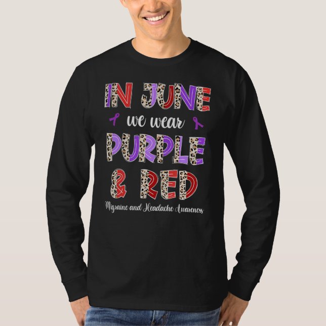 Boho Leopard June Wear Red Purple Migraine & Heada T-Shirt (Front)