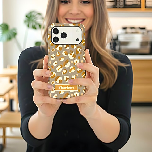 Boho Leopard Print Personalized Case-Mate iPhone Case (Creator Uploaded)