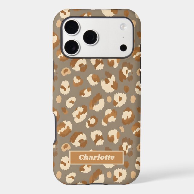 Boho Leopard Print Personalized Iphone Case (Back)