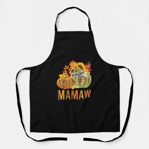 Boho Leopard Pumpkins Mamaw Fall Leaves Autumn Tha Apron