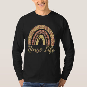 Boho Leopard Rainbow Nurse Life T-Shirt