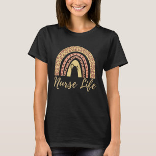 Boho Leopard Rainbow Nurse Life T-Shirt