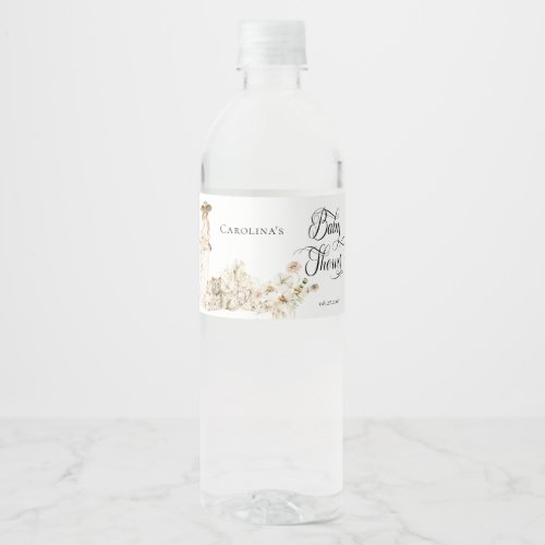 Boho Leopard  Woman Tropical Floral Baby Shower  Water Bottle Label
