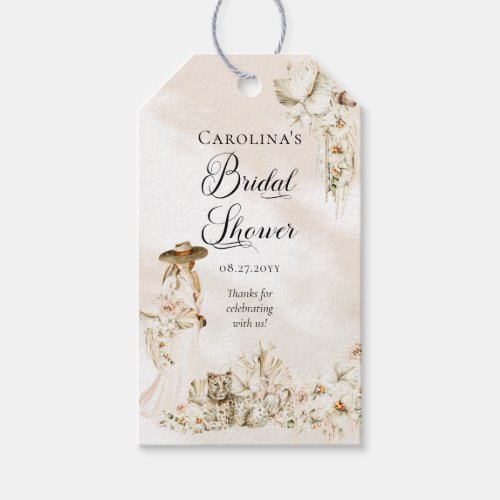 Boho Leopard  Woman Tropical Floral Bridal Shower Gift Tags