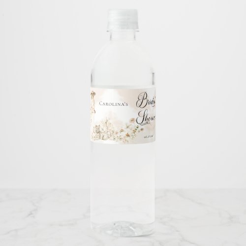 Boho Leopard  Woman Tropical Floral Bridal Shower Water Bottle Label