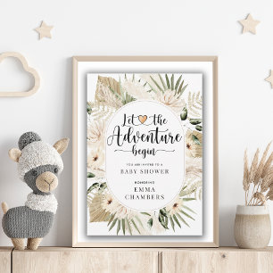 Boho Let The Adventure Begin Baby Shower Invitation