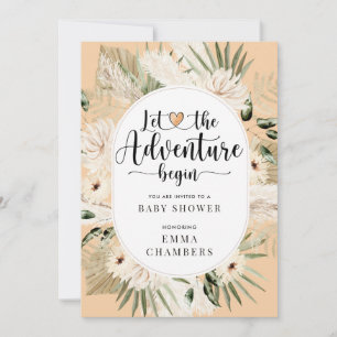 Boho Let The Adventure Begin Cream Baby Shower Invitation