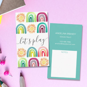 Boho Let's Play Rainbow & Suns Playdate Mommy Calling Card
