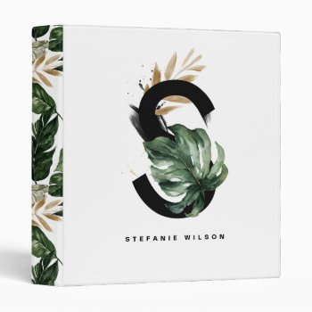 Boho Letter S Monogram Tropical Personalized 3 Ring Binder by KeikoPrints at Zazzle