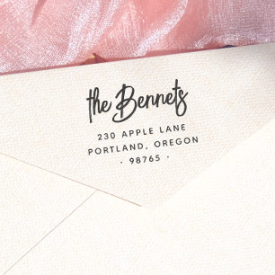 Boho Lettering Family Name & Return Address Self-inking Stamp