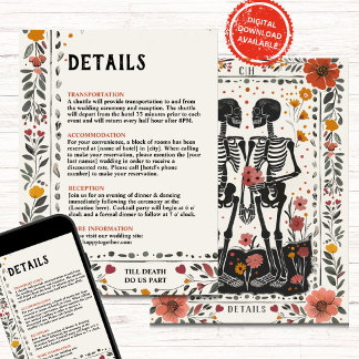 Boho Letterpress Style Skeleton Tarot Details Invitation