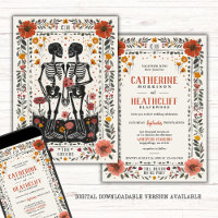 Boho Letterpress Style Skeleton Tarot Wedding
