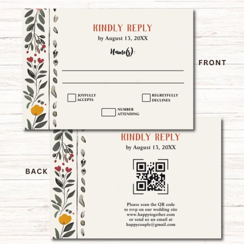 Boho Letterpress Style Skeleton Tarot Wedding RSVP Enclosure Card