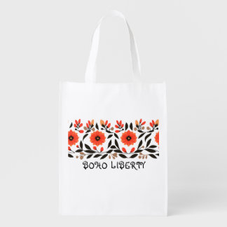 Boho liberty flowers grocery bag