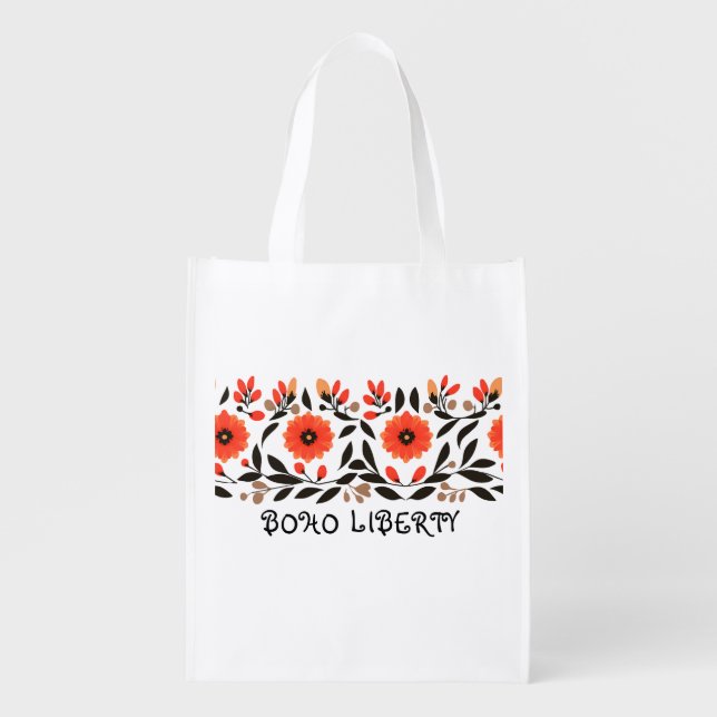 Boho liberty flowers grocery bag (Front)